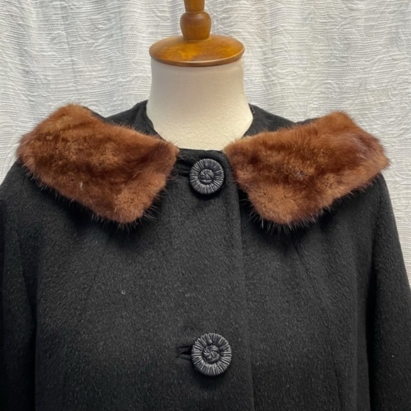 VTG 50’s/60’s Forstmann Long Dress Coat w Real Fur Trim - Picture 4 of 12